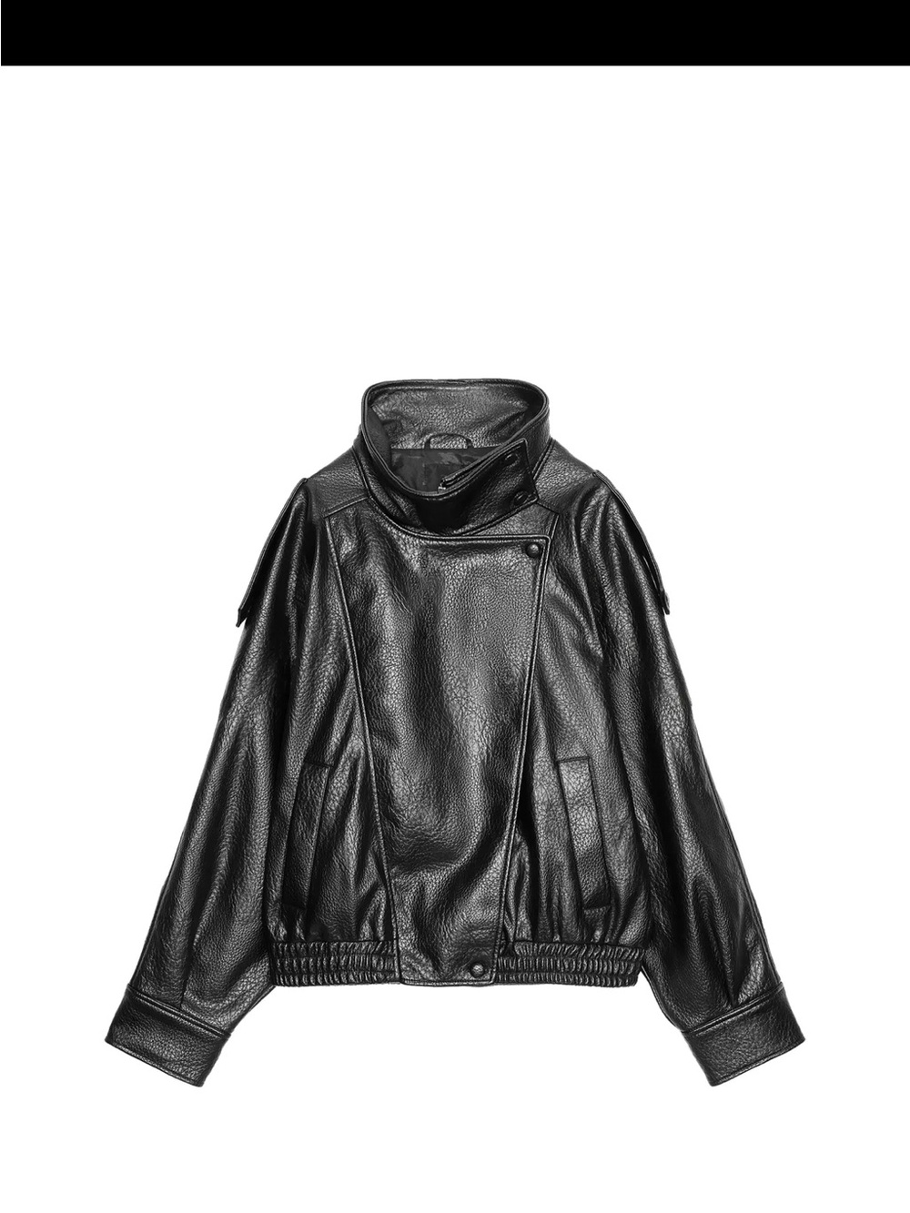 Zara Faux Leather-Look Funnel Neck Jacket Black Size XS